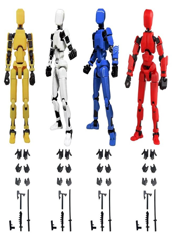 RAMONI 4 Pcs Action Figure, Dummy 13 Action Figure Toys, Polyarticular Movable Titan 13 Action Figure Action, High Degree&Freedom Multi Articular action figures, 3D Printed Toys for Desktop Decor&Game Lovers - Image 1